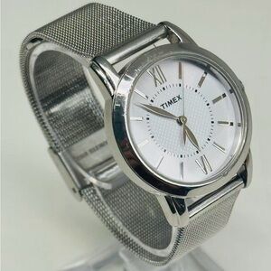 Timex Quartz Watch Mesh Band Roman Dial Minimalist Dress Watch New Battery Runs